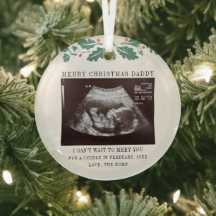 Ornement En Verre Joyeux Noël Futur papa Grossesse Ultrasonic