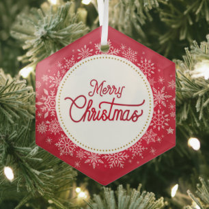 Ornement En Verre Joyeux Noël hiver Festivals rouges