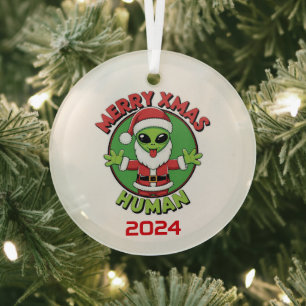 Ornement En Verre Joyeux Noël Humains