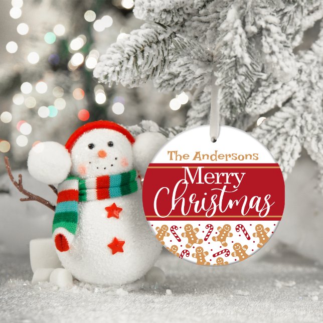 Ornement En Verre Joyeux Noël personnalisé (Merry Christmas Personalized Glass Tree Decoration)