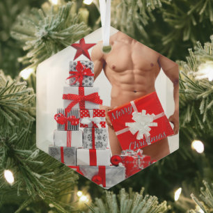 Ornement En Verre Joyeux Noël SlipperyJoe rouge blanc argent cadeau