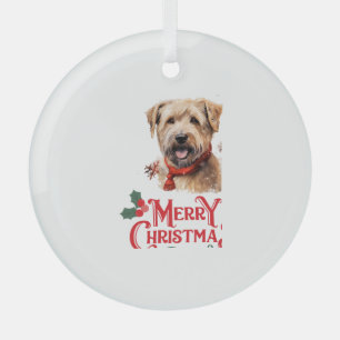 Ornement En Verre Joyeux Noël Staffordshire Bull Terrier