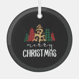 Ornement En Verre Joyeux Noël Svg Leopard Tree