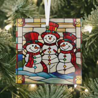 Ornement En Verre Joyeux Snowmen