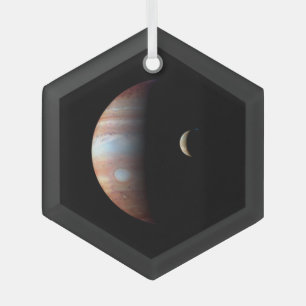 Ornement En Verre Jupiter planète géante gazeuse & Io lune galiléenn