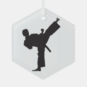 Ornement En Verre Karate Kick Martial Arts Silhouette