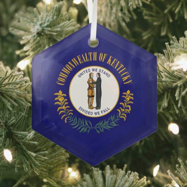 Ornement En Verre Kentucky : Drapeau d'État américain du Commonwealt (Insitu)