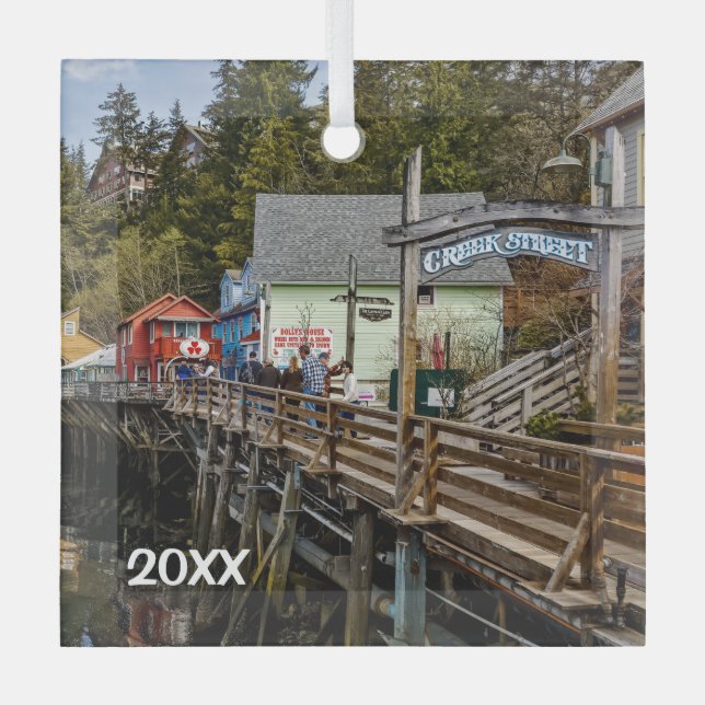 Ornement En Verre Ketchikan, Alaska, rue Creek, (Recto)