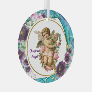 Ornement En Verre Kids Christmas Angel Purple Stained Glass Wreath G