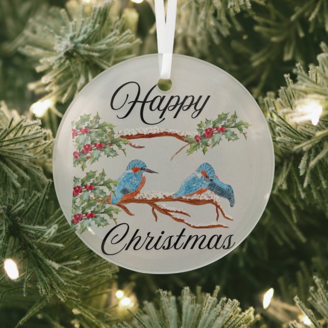 Ornement En Verre Kingfishers Christmas  (Insitu)