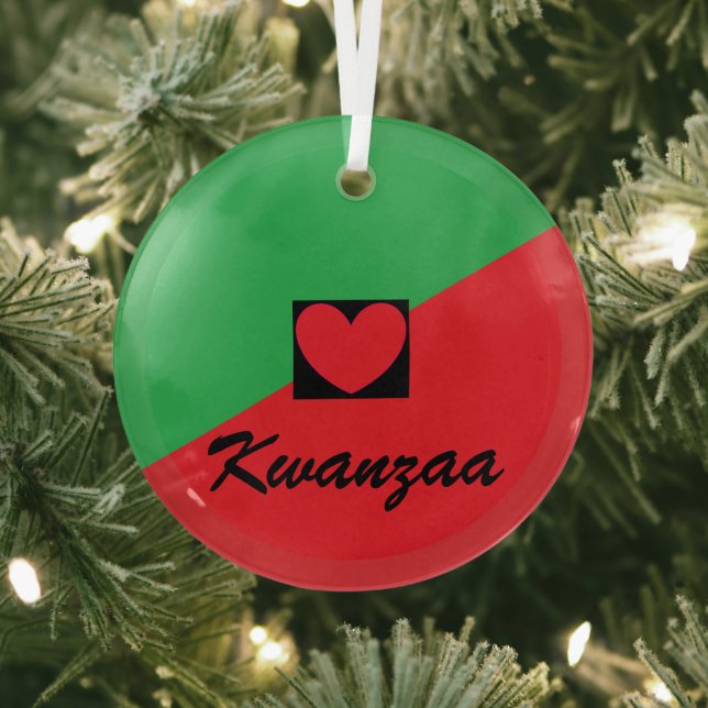 Ornement En Verre Kwanzaa & Coeur (Insitu)