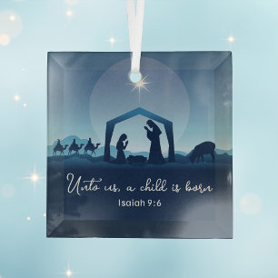 Ornement En Verre La Bible de Noël religieuse Verse Nativité Scène