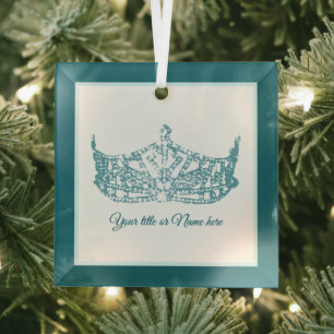 Ornement En Verre La couronne du concours emblématique de Noël améri