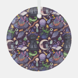 Ornement En Verre La magie d'Halloween : motif à main foncé.