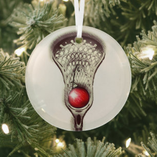 Ornement En Verre Lacrosse Joyeux Lax-Noël