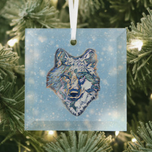 Ornement En Verre Le loup d'hiver