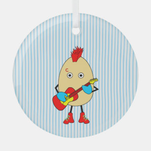 Ornement En Verre Le musicien de rock Egghead
