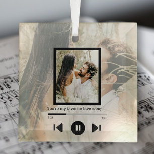 Ornement En Verre Lecteur de musique photo et texte personnalisé