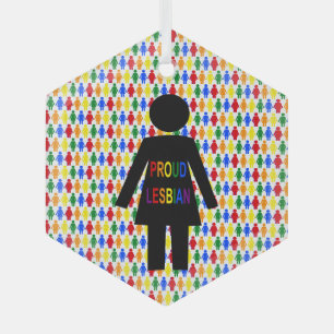Ornement En Verre Lesbienne LGBTQ Silhouette et Rainbow Ladies
