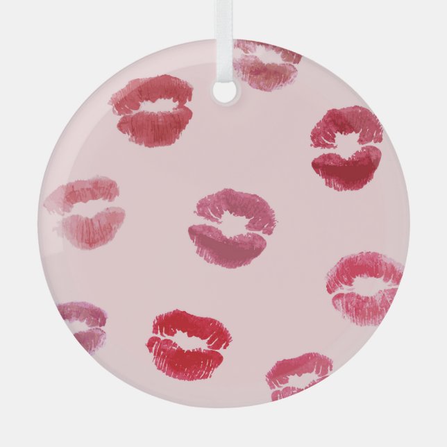 Ornement En Verre Lèvres brillantes Imprimantes Valentine Motif (Recto)