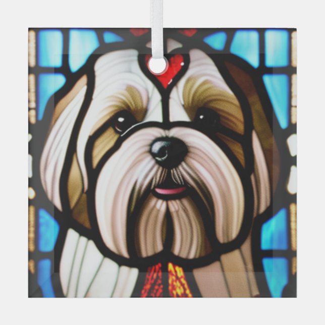 Ornement En Verre Lhassa Apso "Verre Tiré" (Recto)