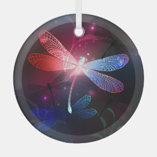 Ornement En Verre libellule rouge brillante