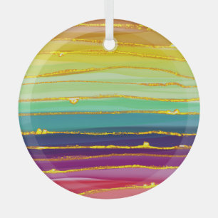 Ornement En Verre Lignes arc-en-ciel : composition abstraite de luxe