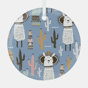 Ornement En Verre Llama, Cactus, Motif d'éléments à main.