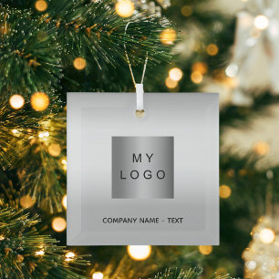 Ornement En Verre Logo d'entreprise Noël argent
