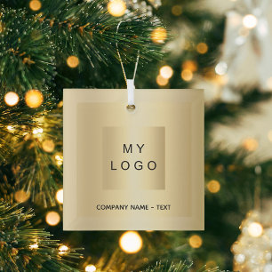 Ornement En Verre Logo d'entreprise or Noël