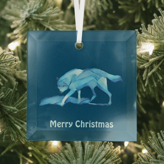 Ornement En Verre Loup bleu (Insitu)