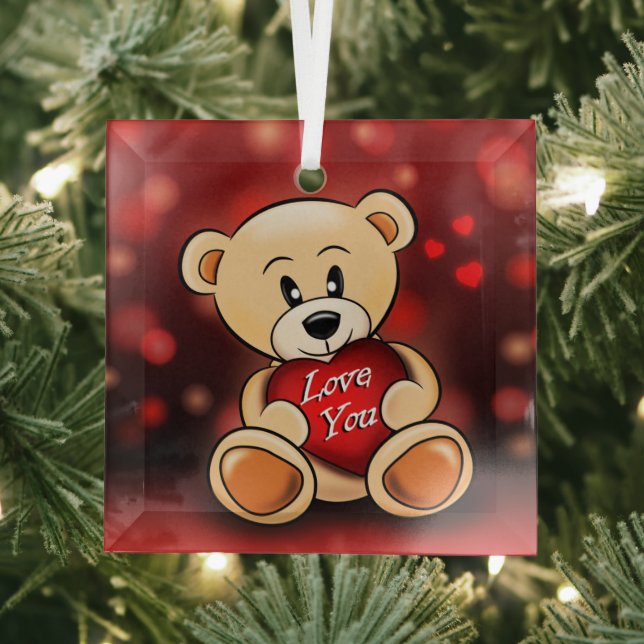 Ornement En Verre L'ourson t'aime Ornament Aus Glas (Insitu)