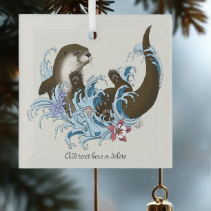 Ornement En Verre Loutre de rivière fantaisiste bleue ludique éclabo