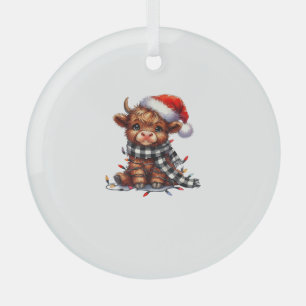 Ornement En Verre Lumières de Noël Highland Cow Vintage Cute Highlan