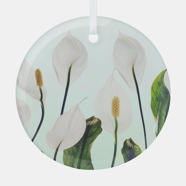 Ornement En Verre Lys Blancs Fleurs Bleu sans joint (Recto)