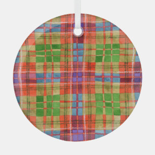 Ornement en verre MAC RAE TARTAN à motif circulair