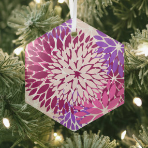 Ornement En Verre Magenta Peach Burgundy and Purple Stylias