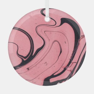 Ornement En Verre Main en marbre rose noir dessinée
