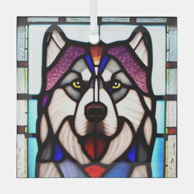 Ornement En Verre Malamute de l'Alaska "Verre tendu" (Recto)