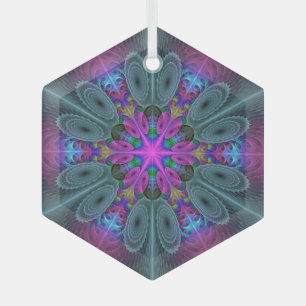 Ornement En Verre Mandala coloré frappant art fractal kaléidoscope