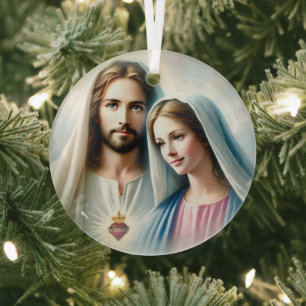 Ornement En Verre Marie et Jésus