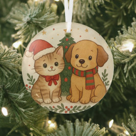 Ornement En Verre Marionnette et chaton Noël Cheval