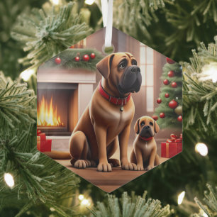 Ornement En Verre Mastiff Dogue de Noël Cheminée
