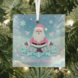 Ornement En Verre Méditation de Noël Santa Yoga Rose