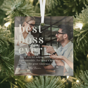 Ornement En Verre Meilleur Boss Jamais   Devis et cadeau photo