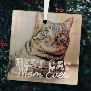 Ornement En Verre Meilleur Chat Maman Ever Moderne Personnalisé Phot