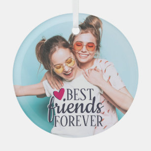 Ornement En Verre Meilleurs amis pour toujours moderne photo BFF ten