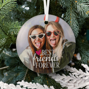 Ornement En Verre Meilleurs amis pour toujours moderne photo BFF ten