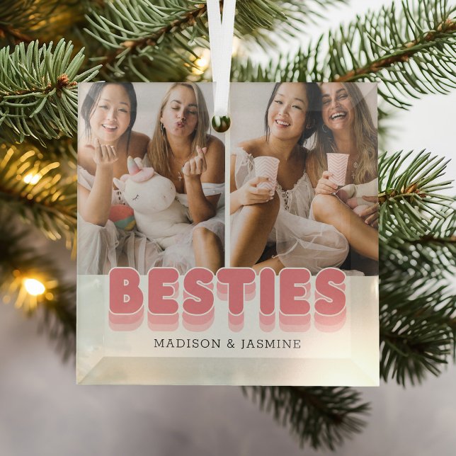 Ornement En Verre Meilleurs Bestés Meilleurs amis Photo Noël (Créateur téléchargé)