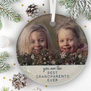 Ornement En Verre Meilleurs grands-parents Snowflakes Keepsaké Photo